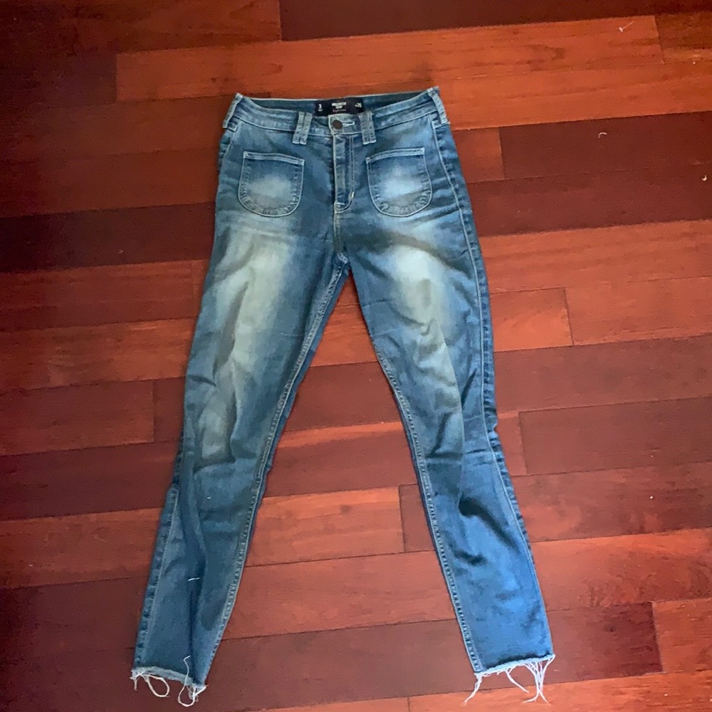 High Rise Cropped Skinny Jeans with Raw Hems